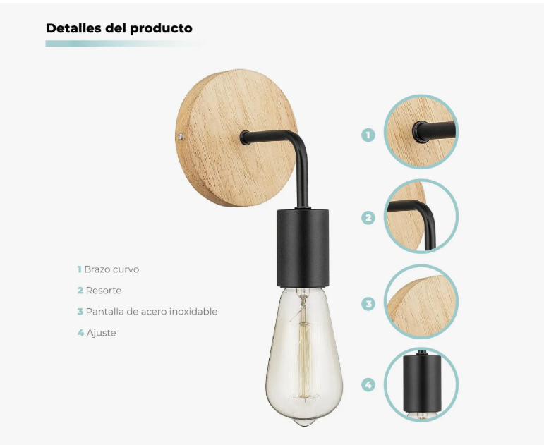 Miniatura 2 de Lampara LamparAplique Vintag Basic Negro